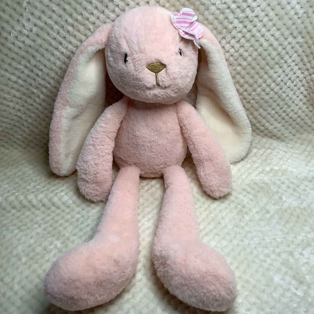 Animal Adventure Long Limb Long Ear Pink Plush Bunny Toy Stuffed Animal w Flower
